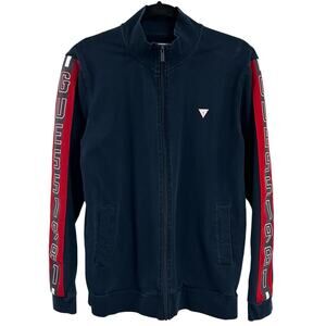 Guess Los Angeles Men's Retro Navy Red Full Zip Logo Jacket Medium